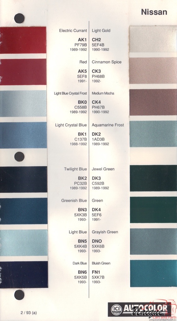 1989-1994 Nissan Paint Charts Autocolor 1
